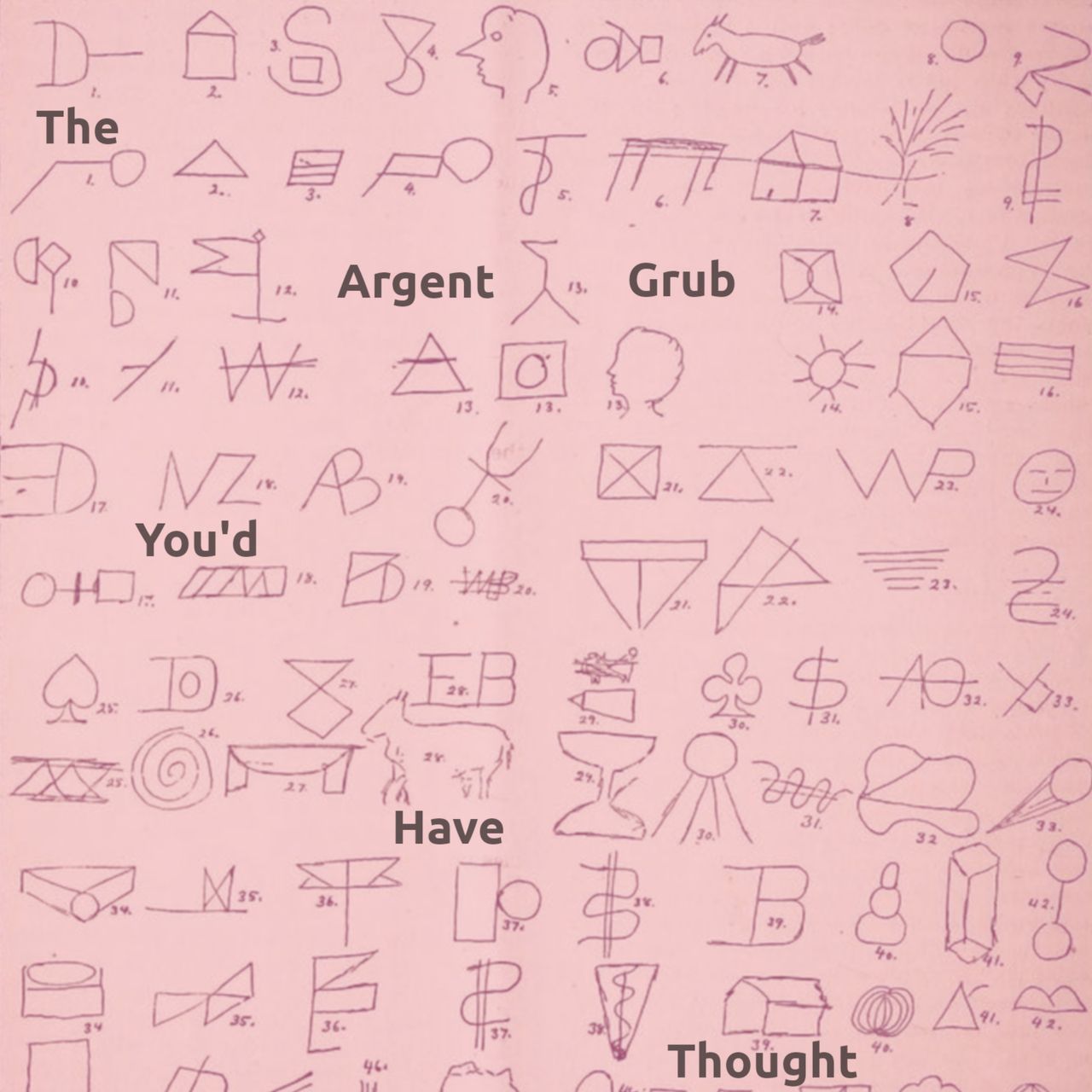 A modified version of the public domain image Transference of Thoughts (1885) which shows a number of drawings made during a thought experiment.